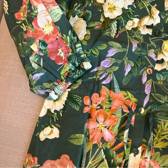 NEW BEST Cara Cara Robin Mini Dress - Olive Kingston Floral Cotton Casual Green