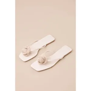NEW BILLINI idella cream crochet rosette flat sandals in cream