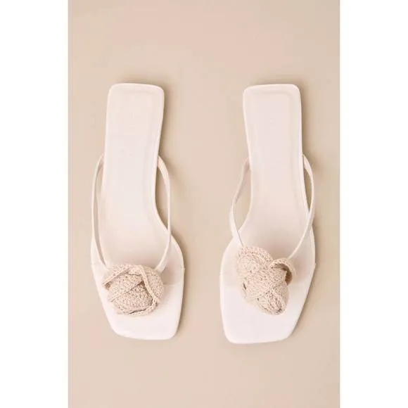 NEW BILLINI idella cream crochet rosette flat sandals in cream