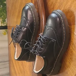 New! Black Vintage oxford loafers lace up dress shoes Little Girls 1.5