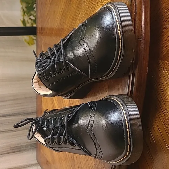 New! Black Vintage oxford loafers lace up dress shoes Little Girls 1.5