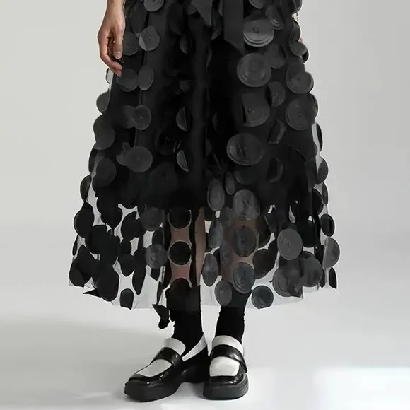 NEW! BOHO A Line TULLE Circles SKIRT SZ L