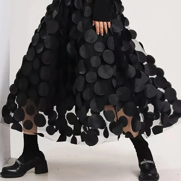 NEW! BOHO A Line TULLE Circles SKIRT SZ L