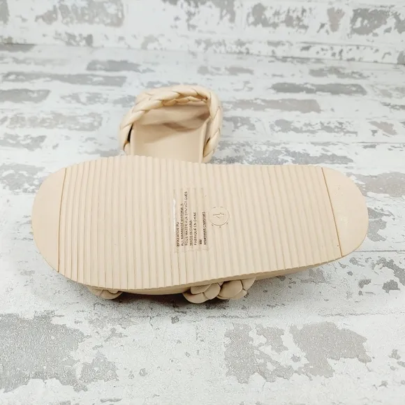 NEW BP Keaton Cream Tan Braided Slide Flat Summer Sandals M221