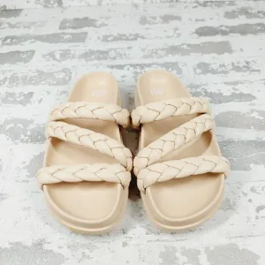 NEW BP Keaton Cream Tan Braided Slide Flat Summer Sandals M221