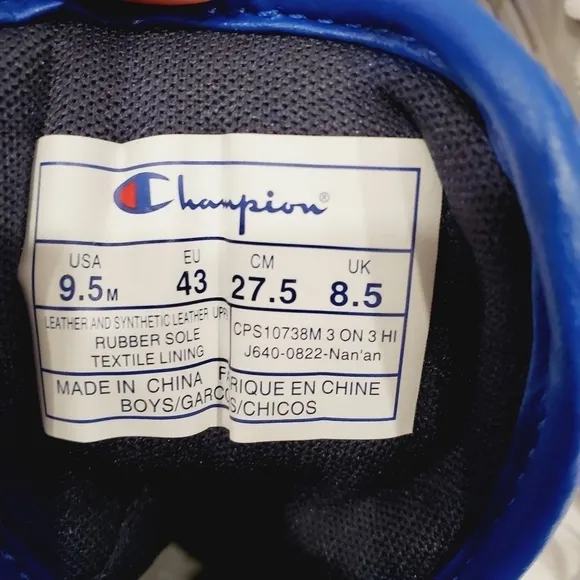 NEW Champion 3 on 3 High Top Sneakers Red Blue Multicolor CPS10738M