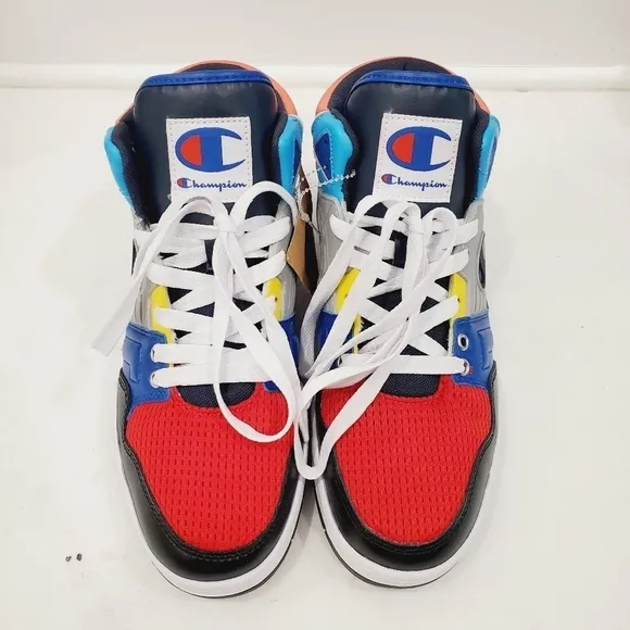 NEW Champion 3 on 3 High Top Sneakers Red Blue Multicolor CPS10738M