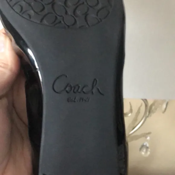 New COACH Women's Demi Patent &amp; Tumbled Black Leather Ballet Flats