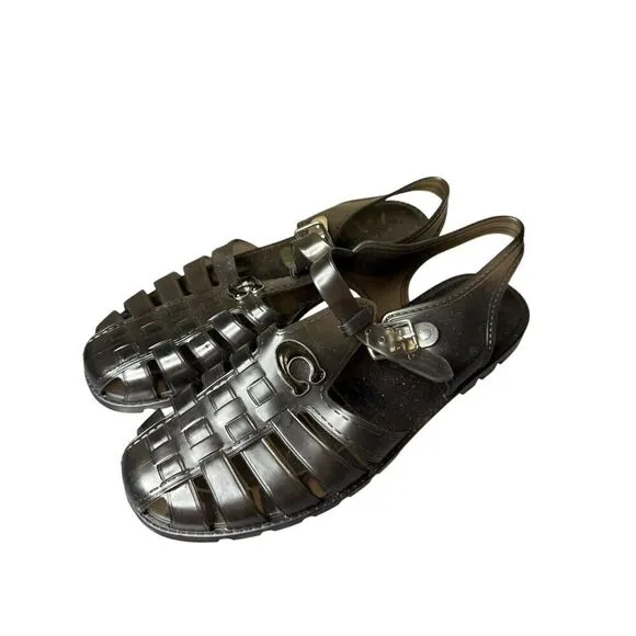NEW COACH Women's Jelly Fisherman Flat Sandals Grey sz 11 US