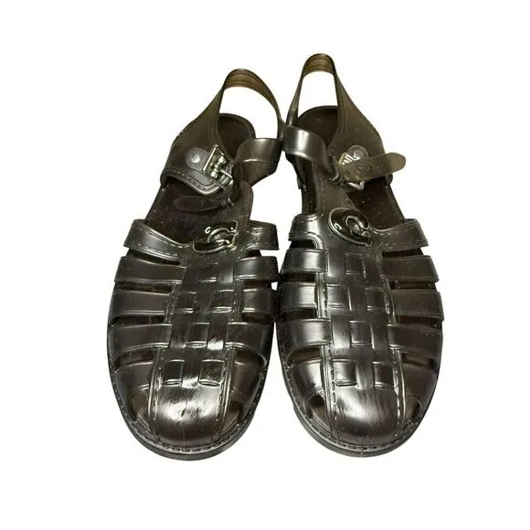 NEW COACH Women's Jelly Fisherman Flat Sandals Grey sz 11 US