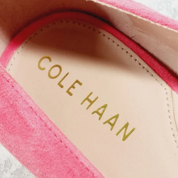 New Cole Haan Vanessa Pink Suede Flats Pointed Toe Block Heel H823