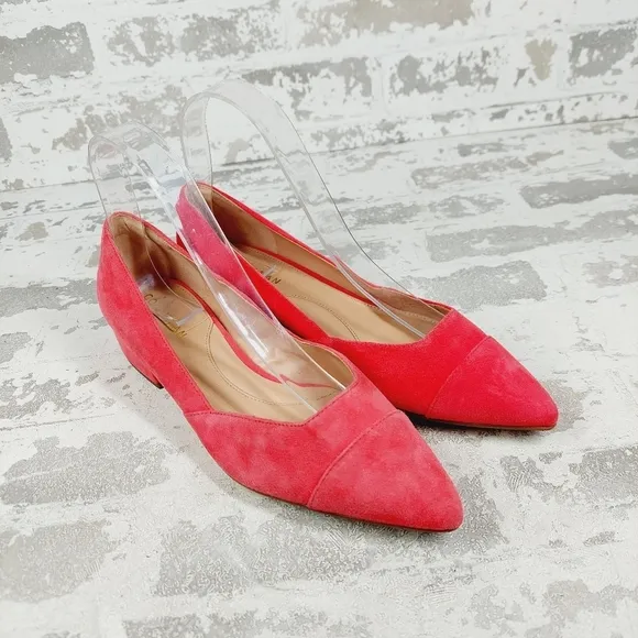 New Cole Haan Vanessa Pink Suede Flats Pointed Toe Block Heel H823
