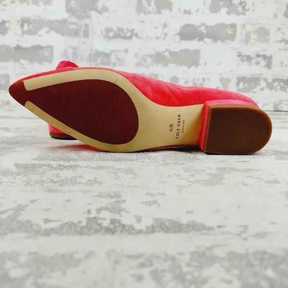 New Cole Haan Vanessa Pink Suede Flats Pointed Toe Block Heel H823