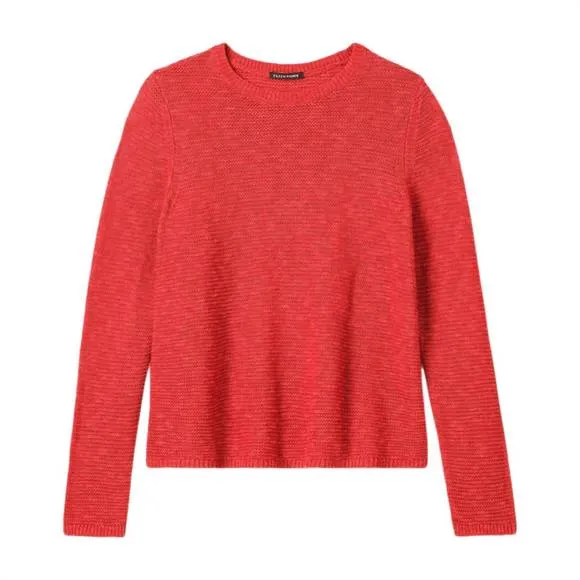 NEW EILEEN FISHER crew neck cotton sweater in flame