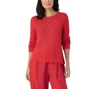 NEW EILEEN FISHER crew neck cotton sweater in flame