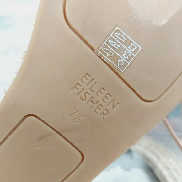 New Eileen Fisher Tan Leather Lace Up Espadrilles X115