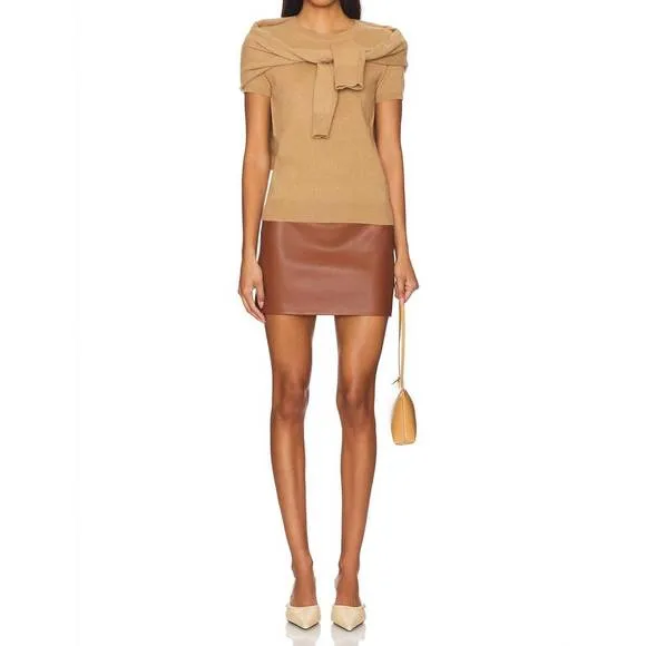 NEW ENZA COSTA cashmere short sleeves crew top in beige