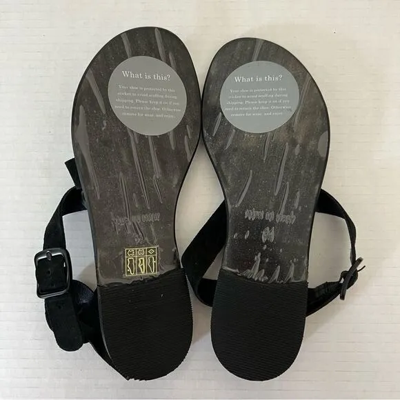 New Everlane The Modern Wrap Strappy Suede Flat Sandals in Black SZ 5.5