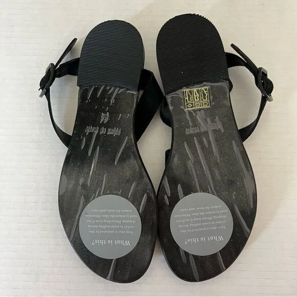 New Everlane The Modern Wrap Strappy Suede Flat Sandals in Black SZ 5.5