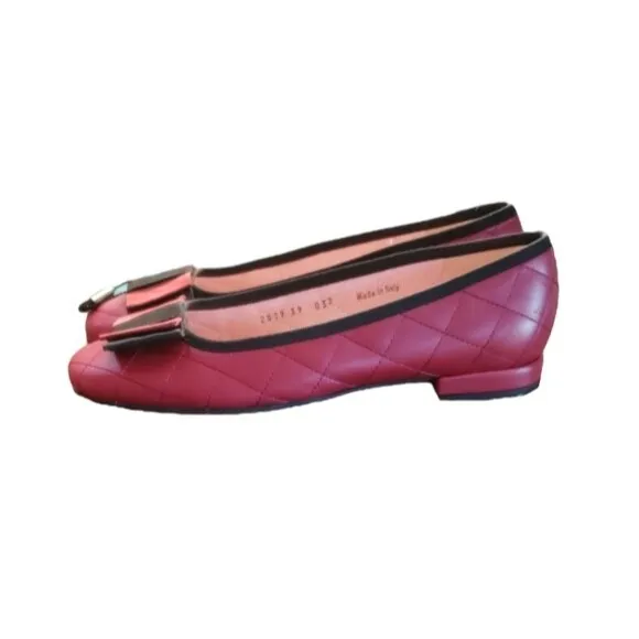 NEW Ferca 81 Burgundy and Black Italian Made Leather Ballet Flats Size 39
