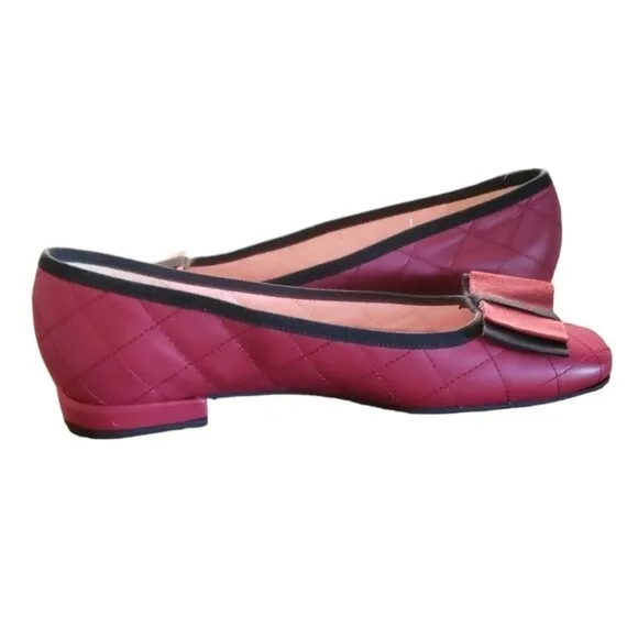 NEW Ferca 81 Burgundy and Black Italian Made Leather Ballet Flats Size 39