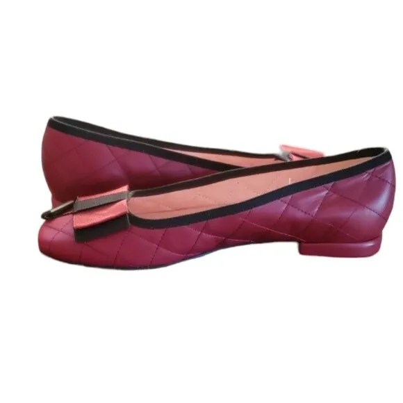 NEW Ferca 81 Burgundy and Black Italian Made Leather Ballet Flats Size 39
