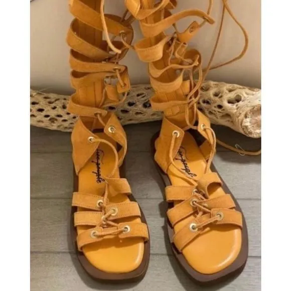 New Free People Sun Chaser Tall Gladiator Sandals Size 40