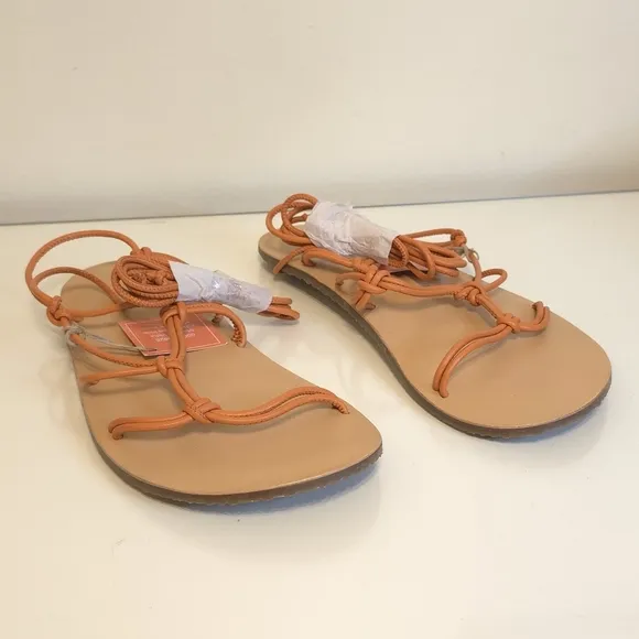 NEW Free People Women So Strappy Sandals in Sunset Orange 7.5 Vacation Festival