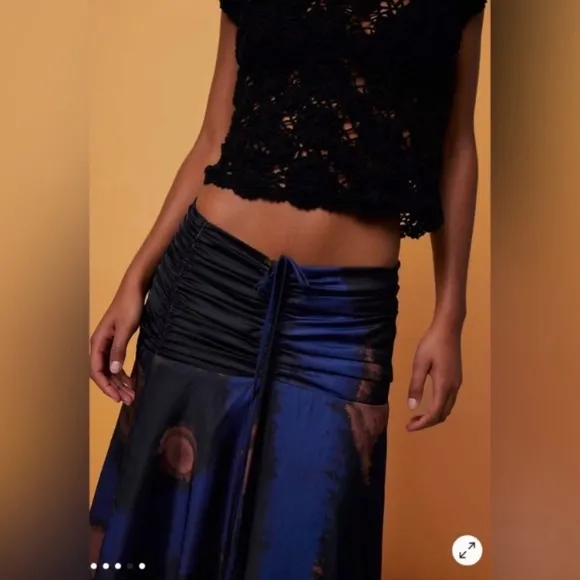 New! Free People x House of Aama starry eyes ruched midi skirt 27512