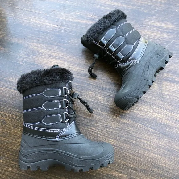 NEW Girls Rain Snow Boots Lace Tall Winter Water-resistant Insulated