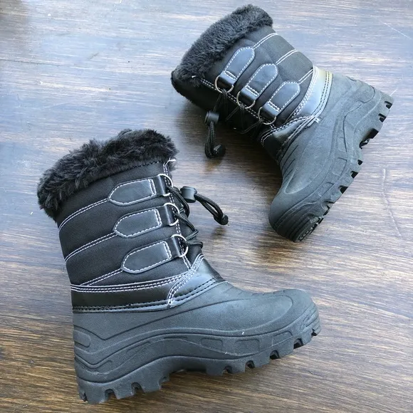 NEW Girls Rain Snow Boots Lace Tall Winter Water-resistant Insulated