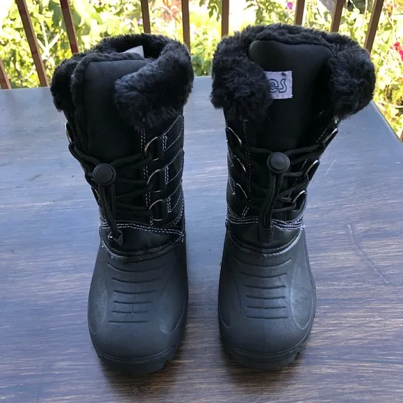 NEW Girls Rain Snow Boots Lace Tall Winter Water-resistant Insulated