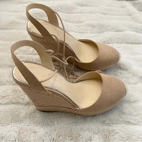 New Jessica Simpson Lace-Up Wedge Espadrilles Nwob Size 10