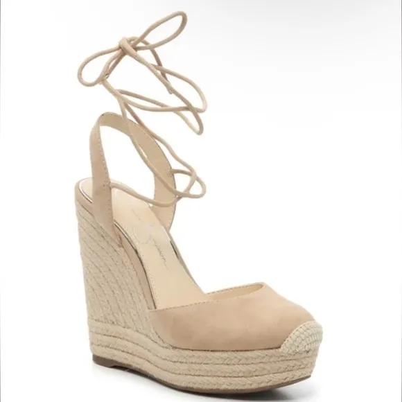 New Jessica Simpson Lace-Up Wedge Espadrilles Nwob Size 10