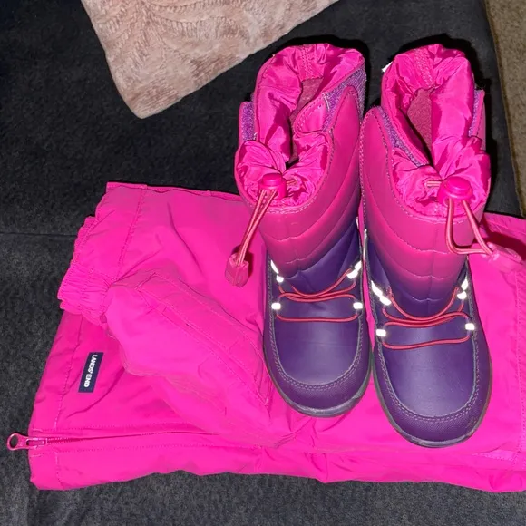 New Lands End (11) winter boots / Like new Lands End snow pants size 7