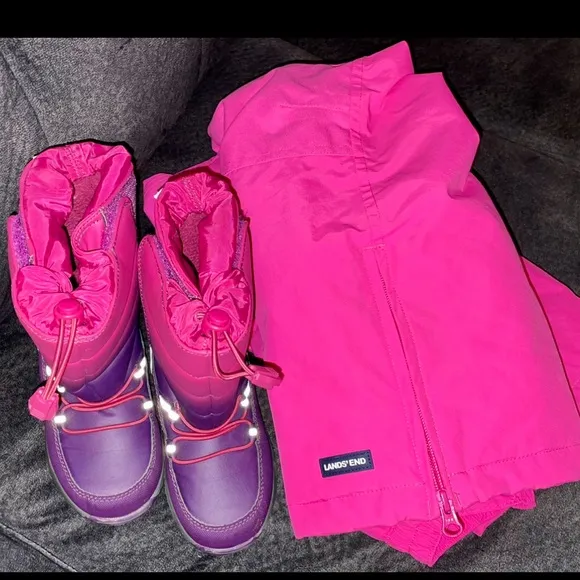 New Lands End (11) winter boots / Like new Lands End snow pants size 7