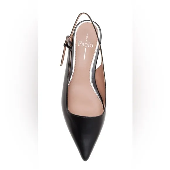 NEW Linea Paolo, black leather sling backs size 7