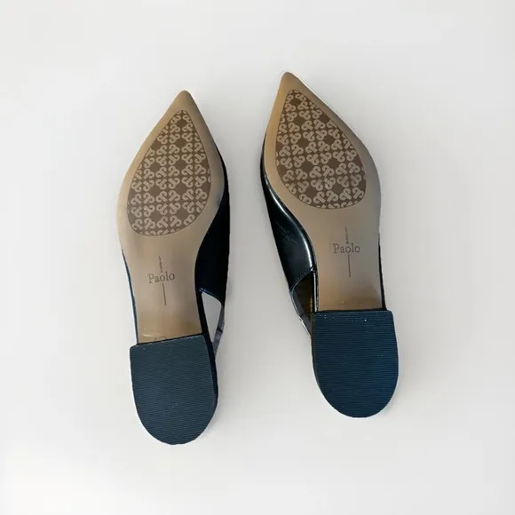 NEW Linea Paolo, black leather sling backs size 7