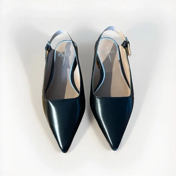 NEW Linea Paolo, black leather sling backs size 7