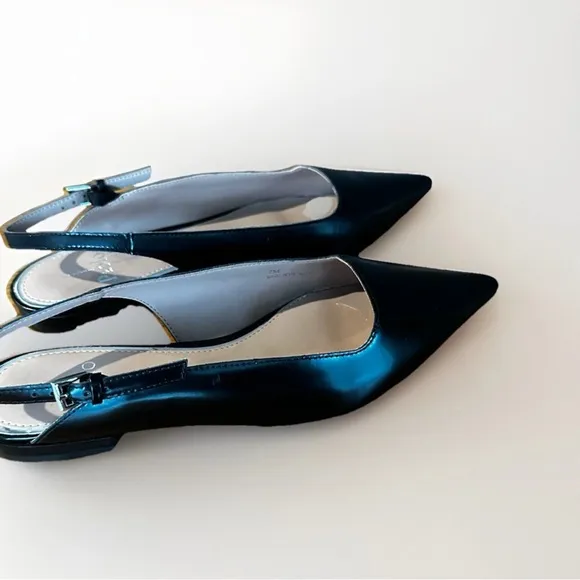NEW Linea Paolo, black leather sling backs size 7