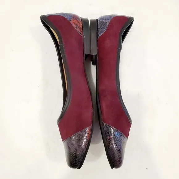 NEW Marc Joseph New York Burgubdy Snake Print Ballet Flats