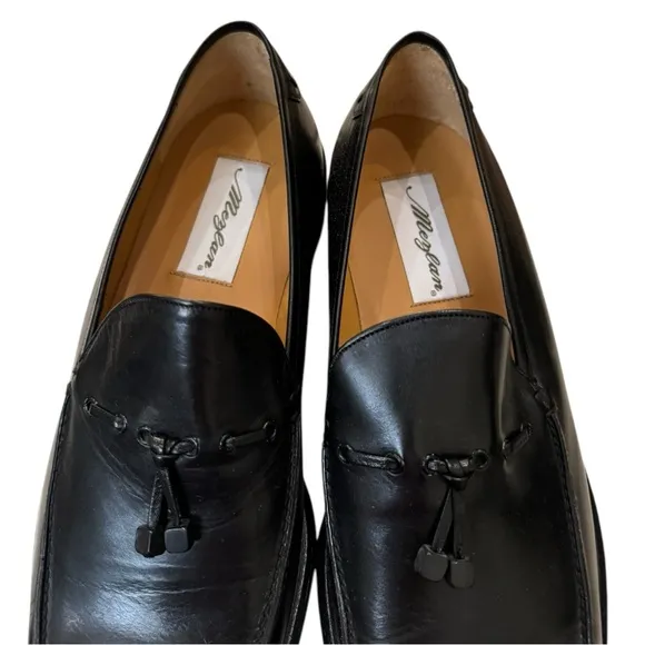 New Mezlan Poretta Men's Black Leather Slip-on Tassel Loafers Dress Shoes 9  9M