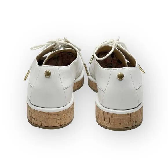 new MICHAEL Kors ❁ Zane Leather Wingtip Cork Platform Espadrilles ❁ Optic White
