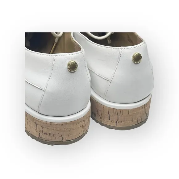 new MICHAEL Kors ❁ Zane Leather Wingtip Cork Platform Espadrilles ❁ Optic White