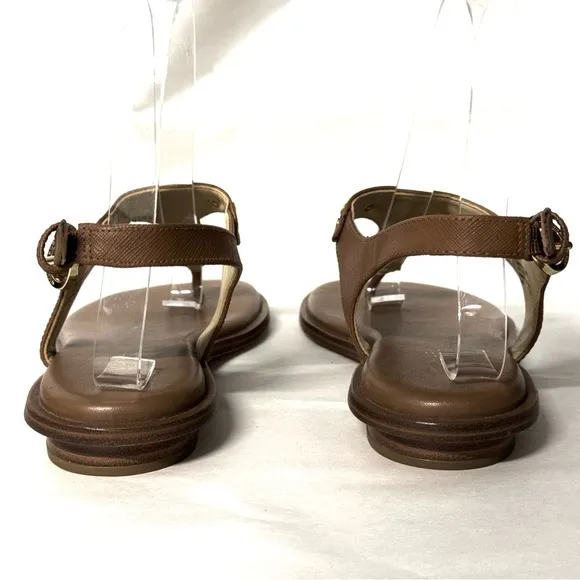NEW Michael Michael Kors Brown MK Plate Flat Thong Sandals 5.5