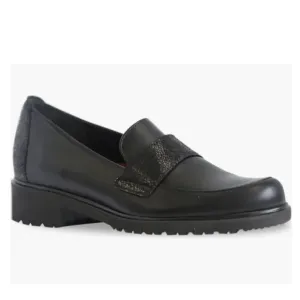 New Munro Geena Black Leather Loafers Slip On $210 Sz