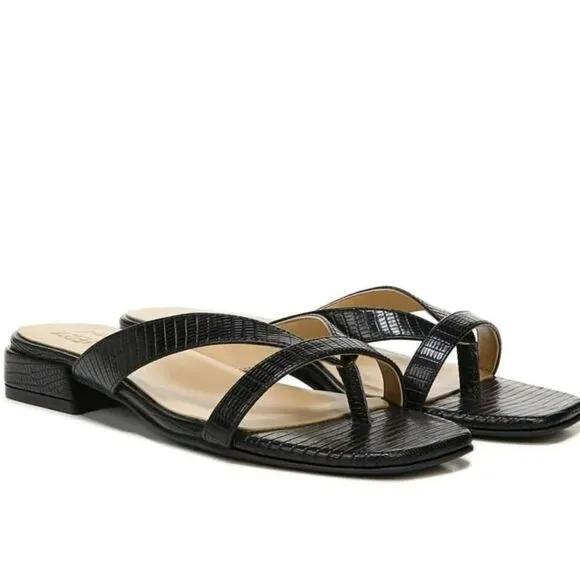New NATURALIZER Precious Leather like Thong Slide flat black Sandals size 10
