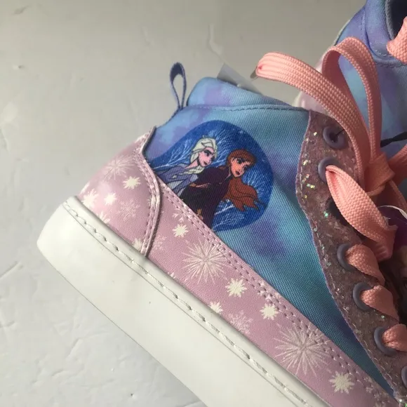 NEW NWOT Girls Disney Frozen Anna &amp; Elsa High Top Sneakers. Size 3
