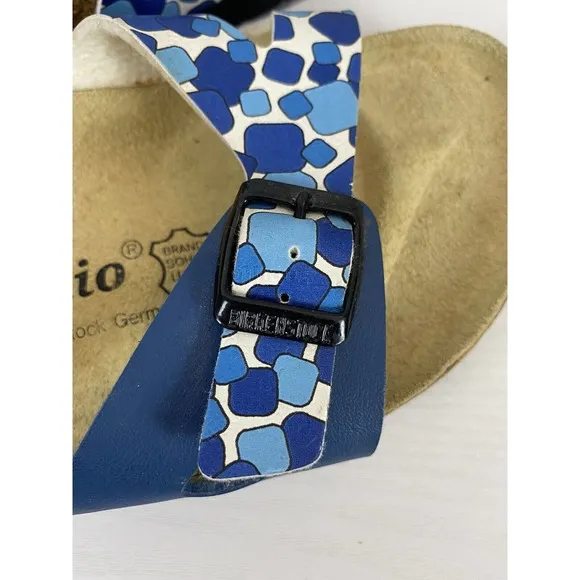 NEW Papillio Rio Birkenstock Strappy Sandals Ladies 11 EU 42 Funky Print Blue