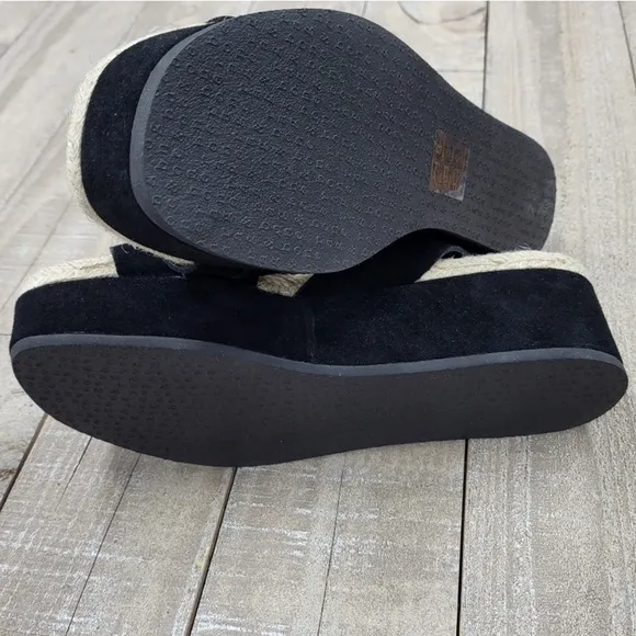 NEW! Rag &amp; Bone Megan Black Suede Leather Espadrilles Sandals  Platform Size 6.5